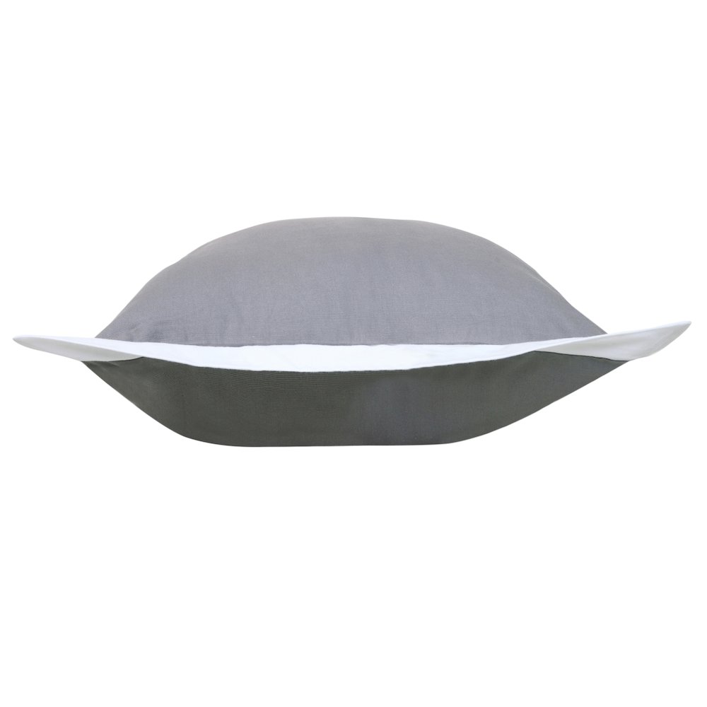 Ox Bay Hand-Woven Gray/White Bordered All-Natural Cotton Pillow Cover. Picture 6