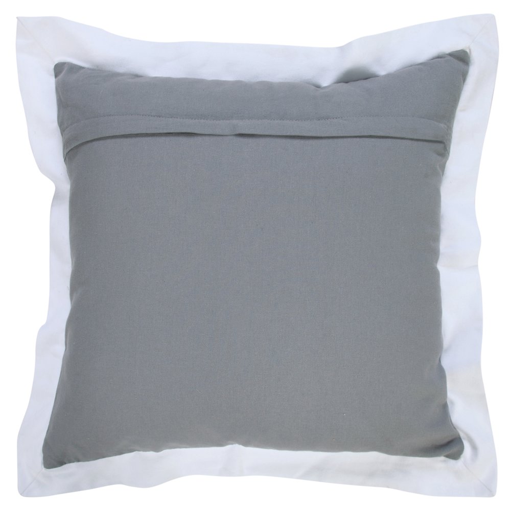Ox Bay Hand-Woven Gray/White Bordered All-Natural Cotton Pillow Cover. Picture 7