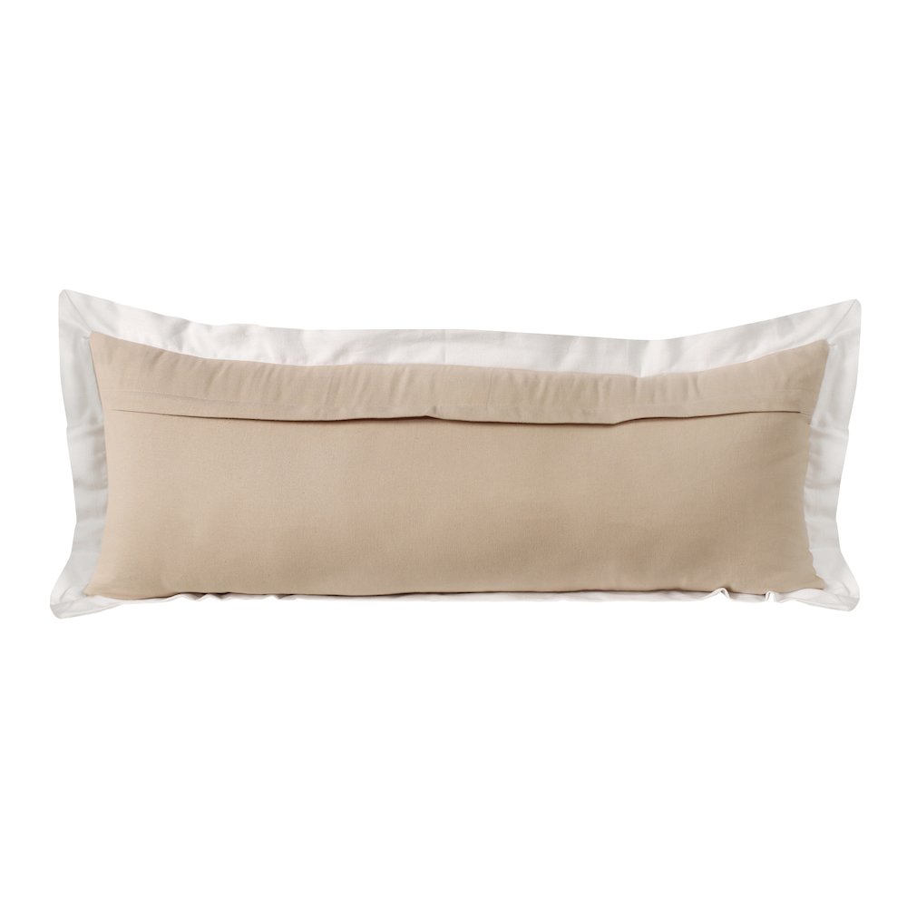 Ox Bay Hand-Woven Tan/White Bordered All-Natural Cotton Pillow Cover. Picture 7