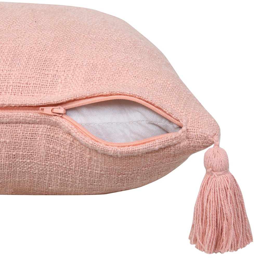 Ox Bay Hand-Woven Pink Solid All-Natural Cotton  Pillow Cover. Picture 3