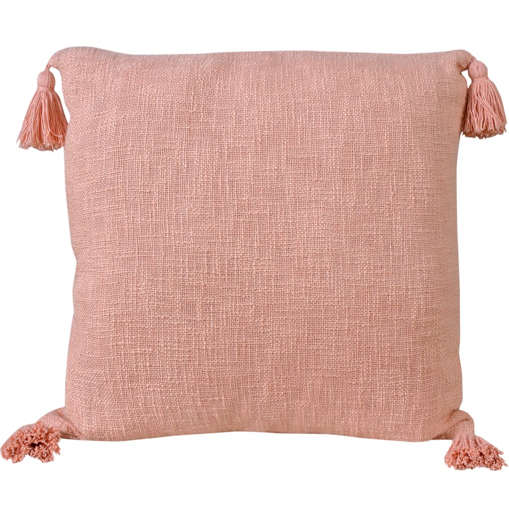 Ox Bay Hand-Woven Pink Solid All-Natural Cotton  Pillow Cover. Picture 1