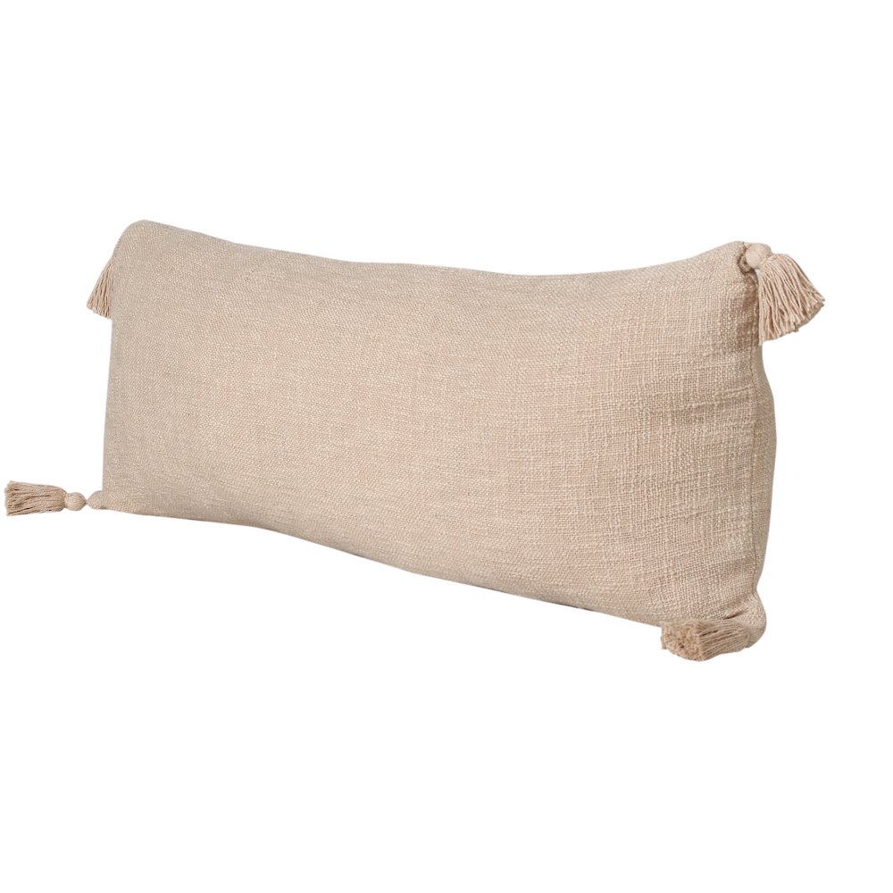 Ox Bay Hand-Woven Tan/Beige Solid All-Natural Cotton  Pillow Cover. Picture 5