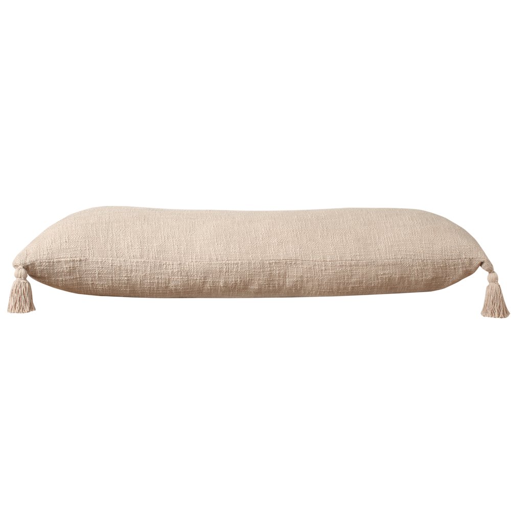 Ox Bay Hand-Woven Tan/Beige Solid All-Natural Cotton  Pillow Cover. Picture 6