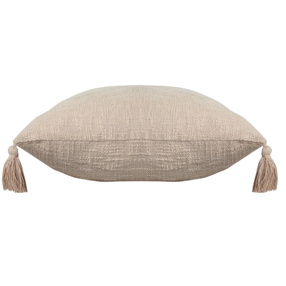 Ox Bay Hand-Woven Tan/Beige Solid All-Natural Cotton  Pillow Cover. Picture 7