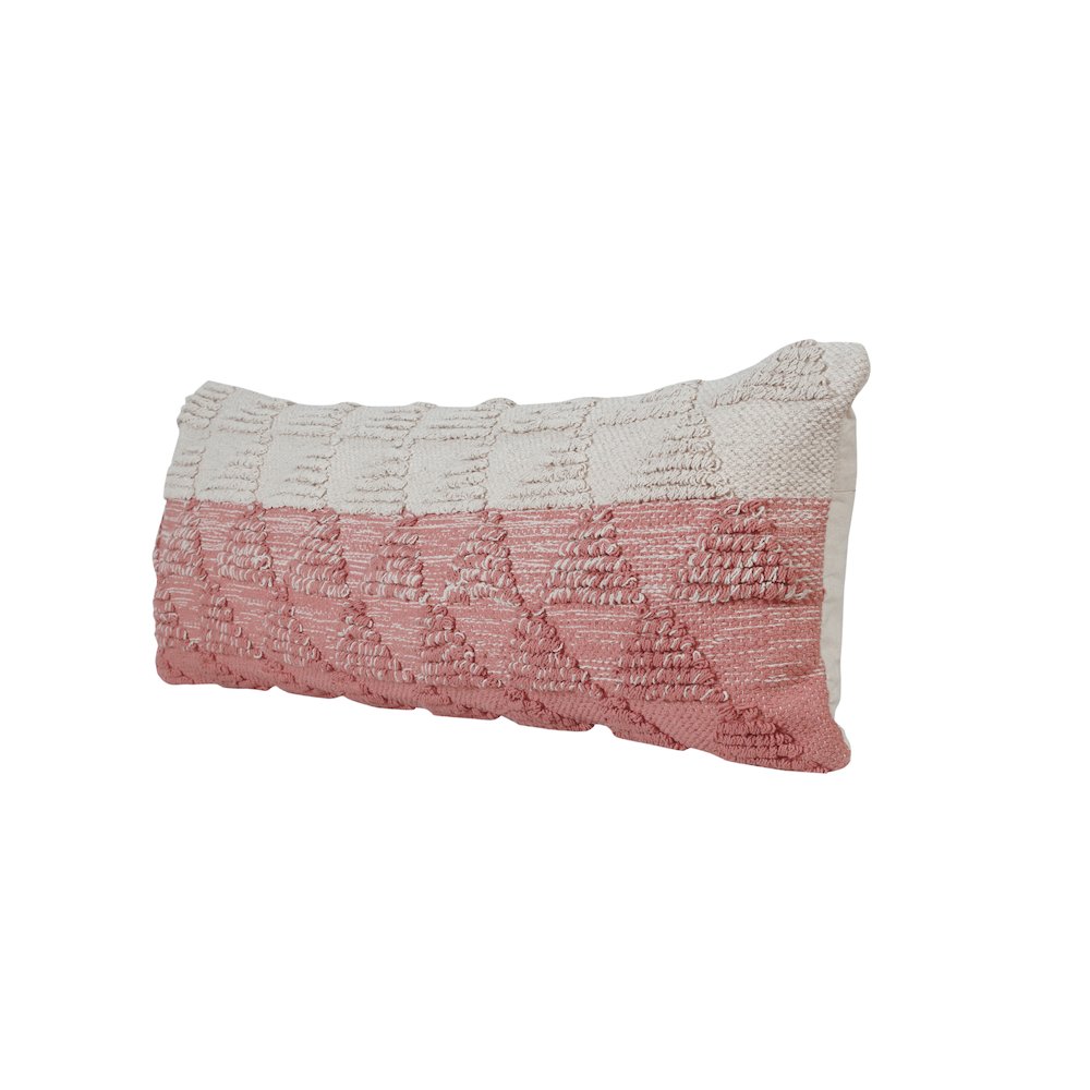 Ox Bay Hand-Woven Pink/White Geometric All-Natural Cotton Pillow Cover. Picture 5