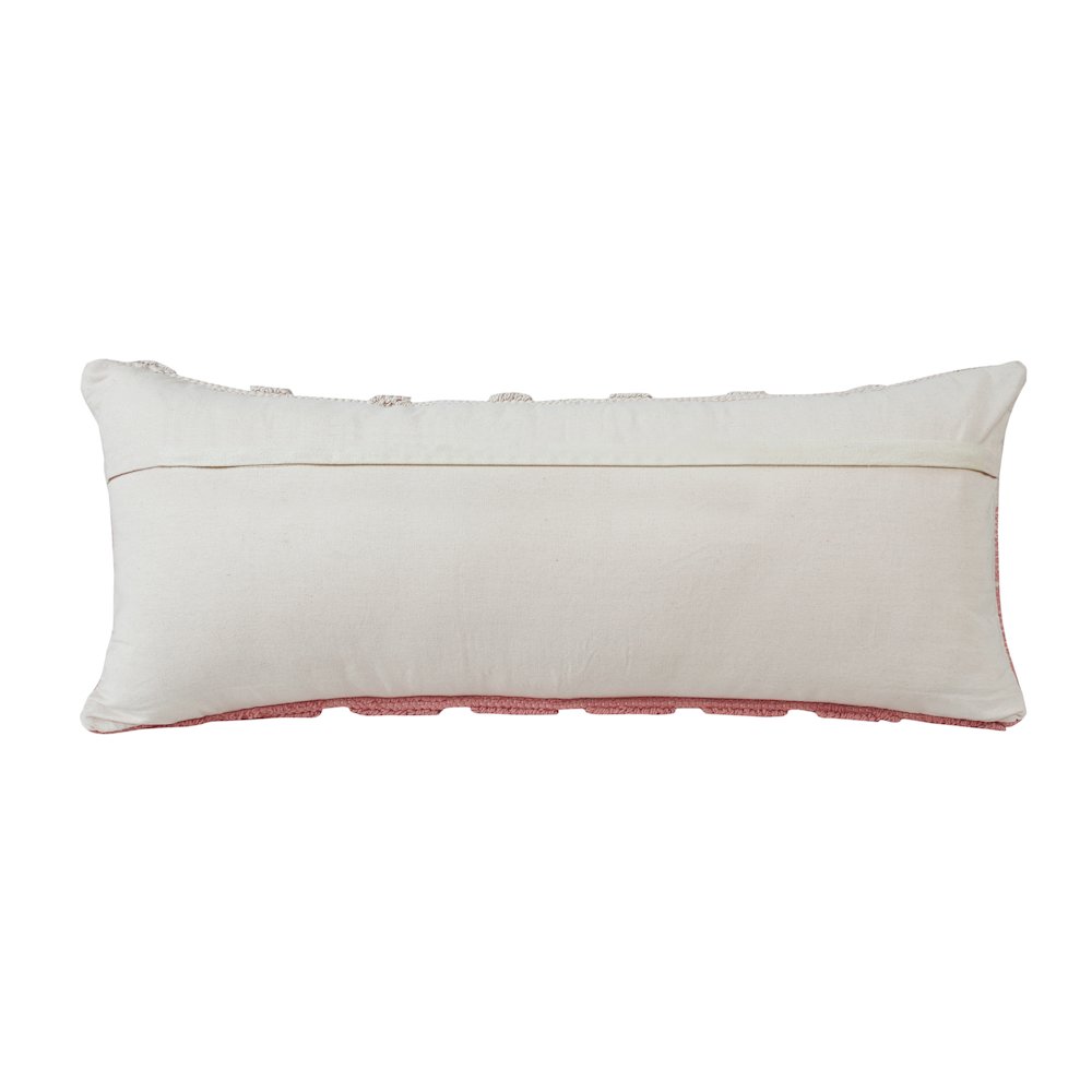 Ox Bay Hand-Woven Pink/White Geometric All-Natural Cotton Pillow Cover. Picture 7