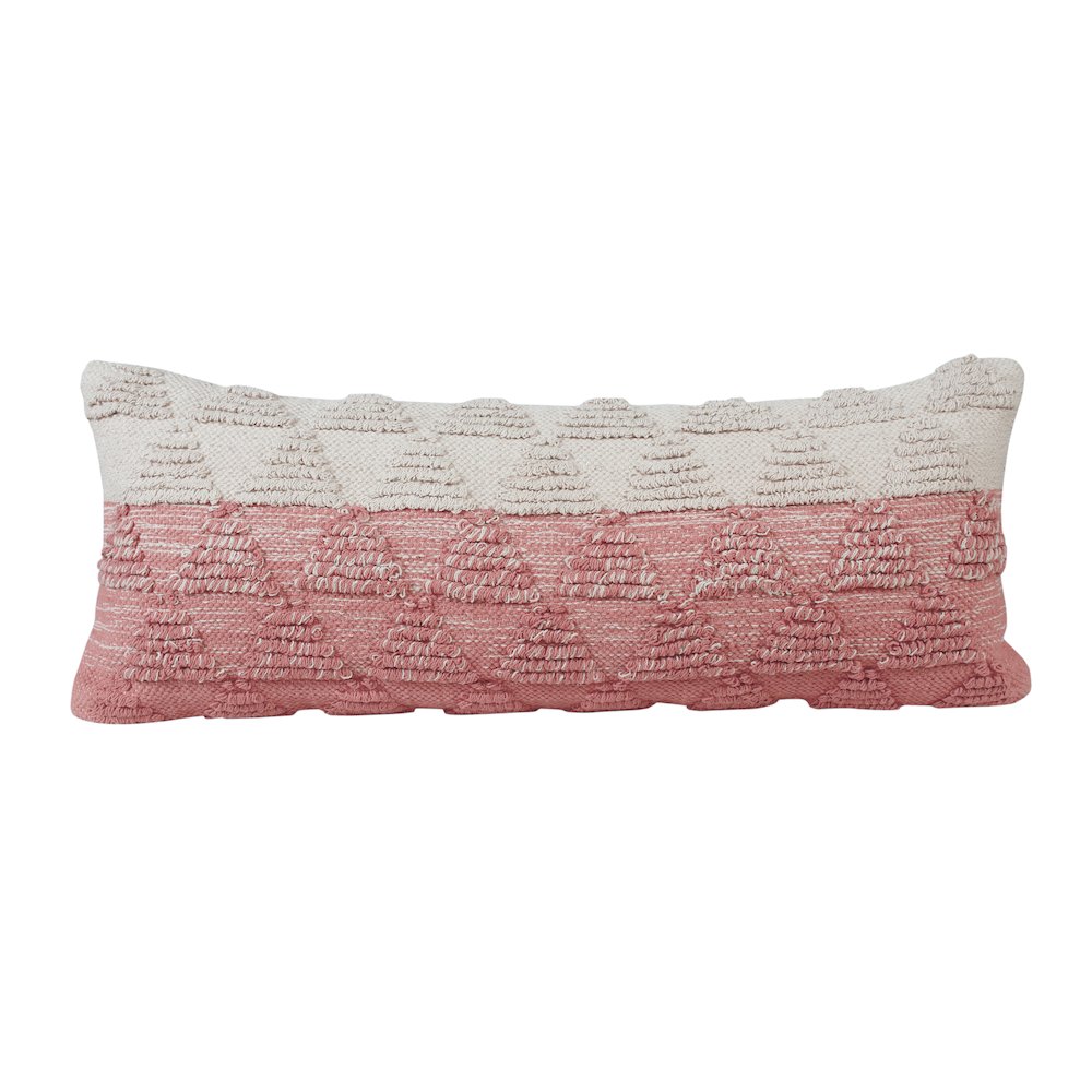 Ox Bay Hand-Woven Pink/White Geometric All-Natural Cotton Pillow Cover. Picture 1