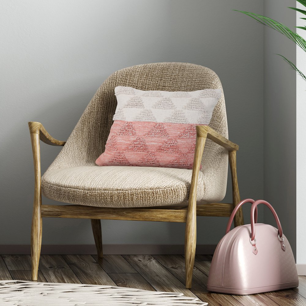 Luxe Cotton Poly Filled Pillow in Pink/White, 20" x 20". Picture 8