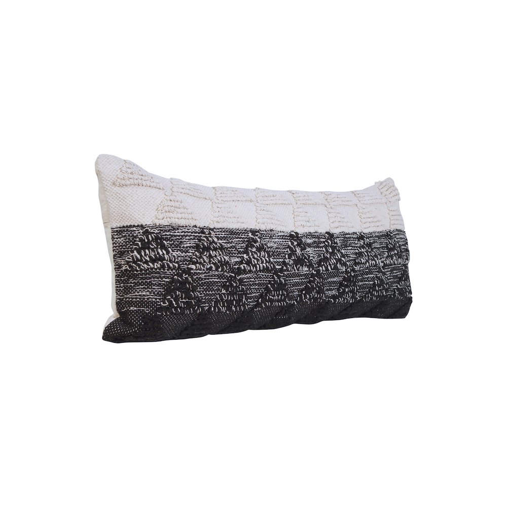 Ox Bay Hand-Woven Black/White Geometric All-Natural Cotton Pillow Cover. Picture 4