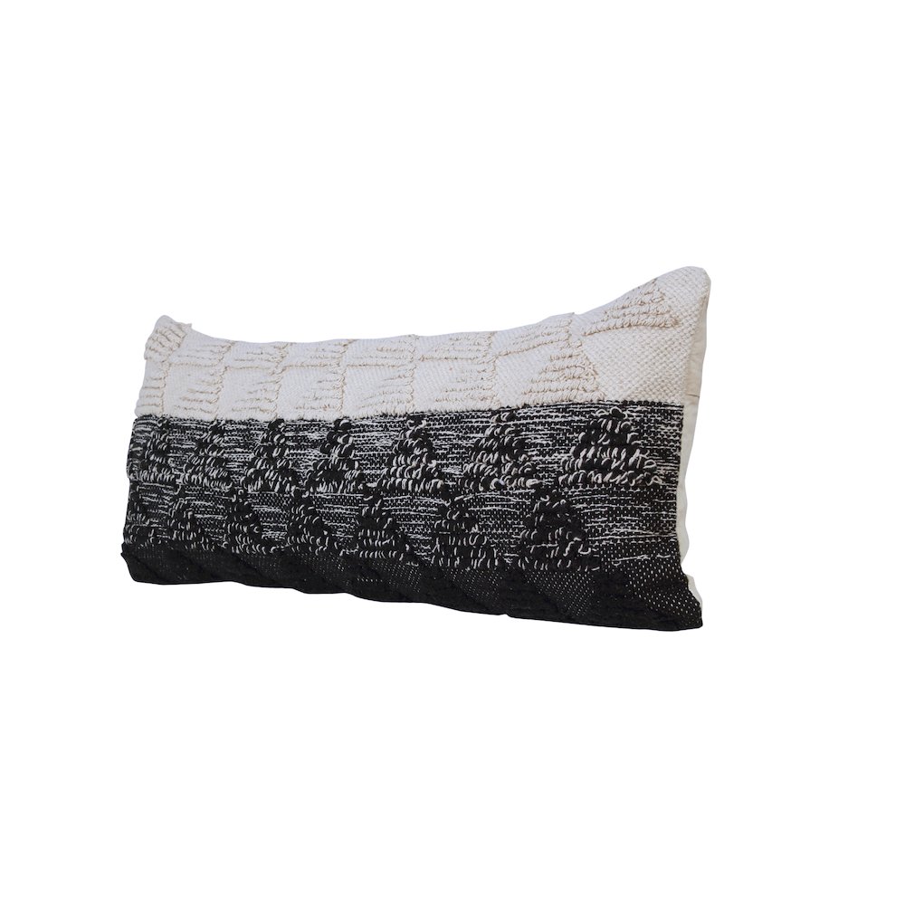 Ox Bay Hand-Woven Black/White Geometric All-Natural Cotton Pillow Cover. Picture 5