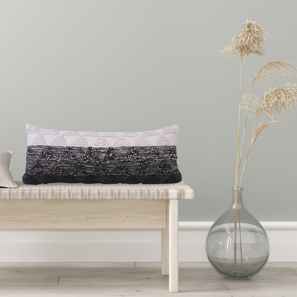 Luxe Cotton Poly Filled Pillow in Black/White, 14" x 36". Picture 8