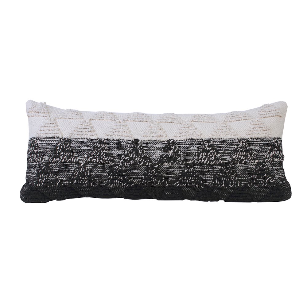 Ox Bay Hand-Woven Black/White Geometric All-Natural Cotton Pillow Cover. Picture 1