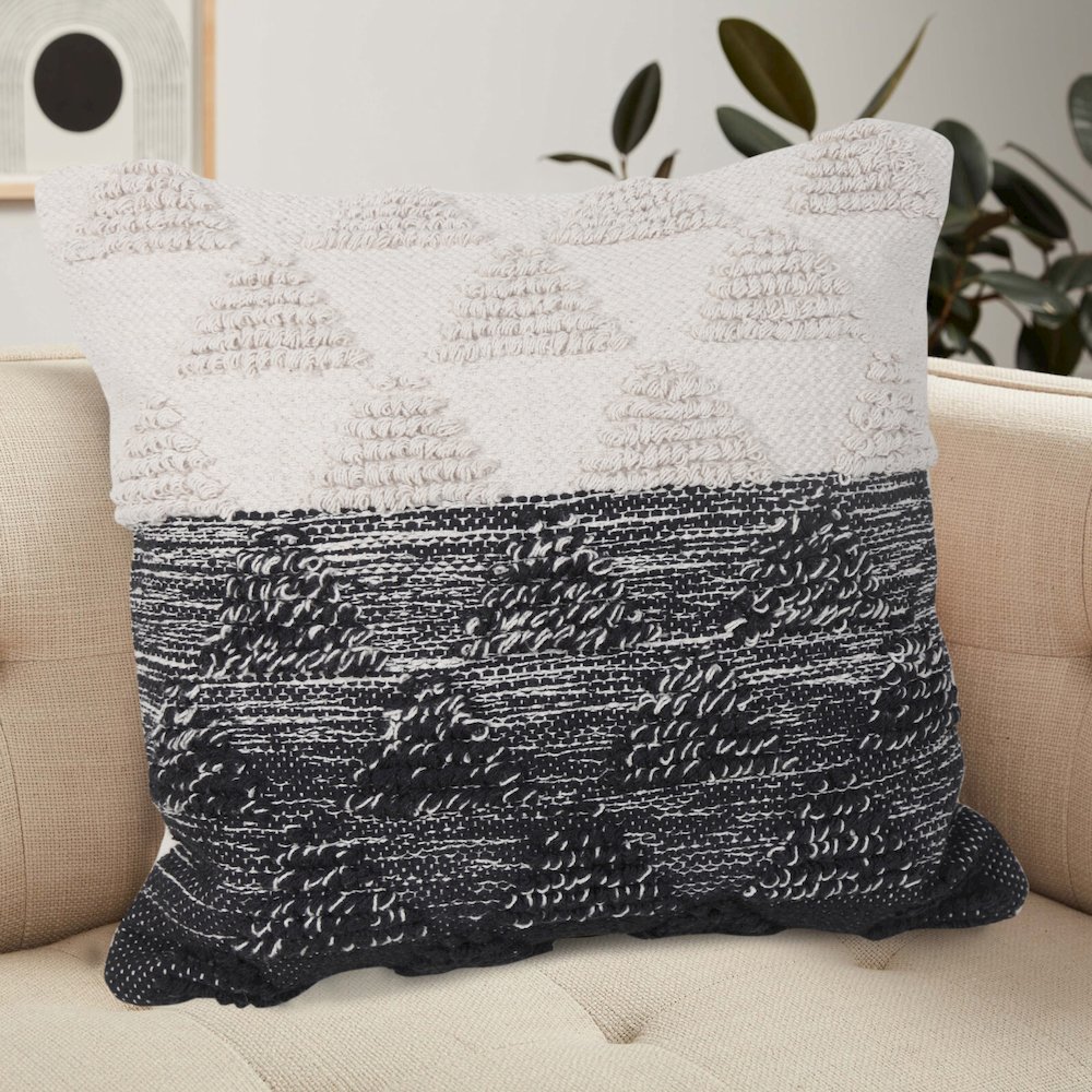 Luxe Cotton Poly Filled Pillow in Black/White, 20" x 20". Picture 8