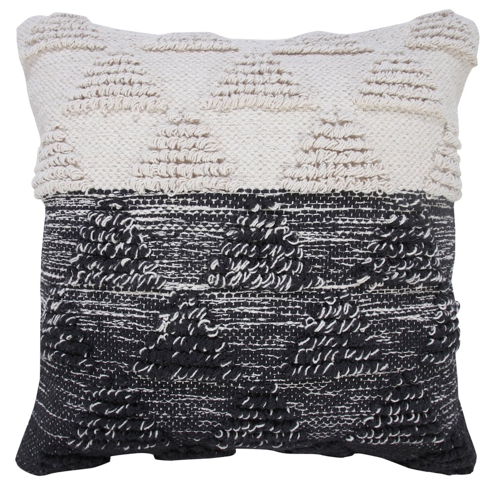 Ox Bay Hand-Woven Black/White Geometric All-Natural Cotton Pillow Cover. Picture 1