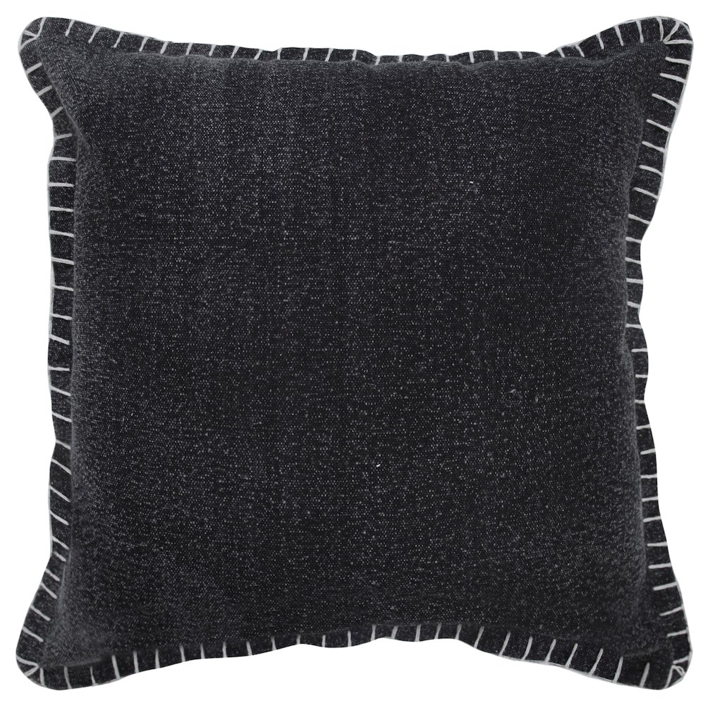 Ox Bay Hand-Woven Black Bordered All-Natural Cotton Pillow Cover. Picture 1