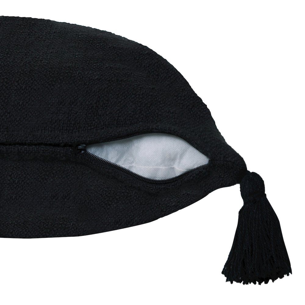 Ox Bay Hand-Woven Black Solid All-Natural Cotton  Pillow Cover. Picture 3