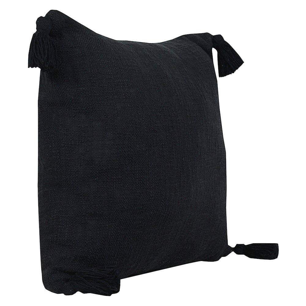 Ox Bay Hand-Woven Black Solid All-Natural Cotton  Pillow Cover. Picture 4