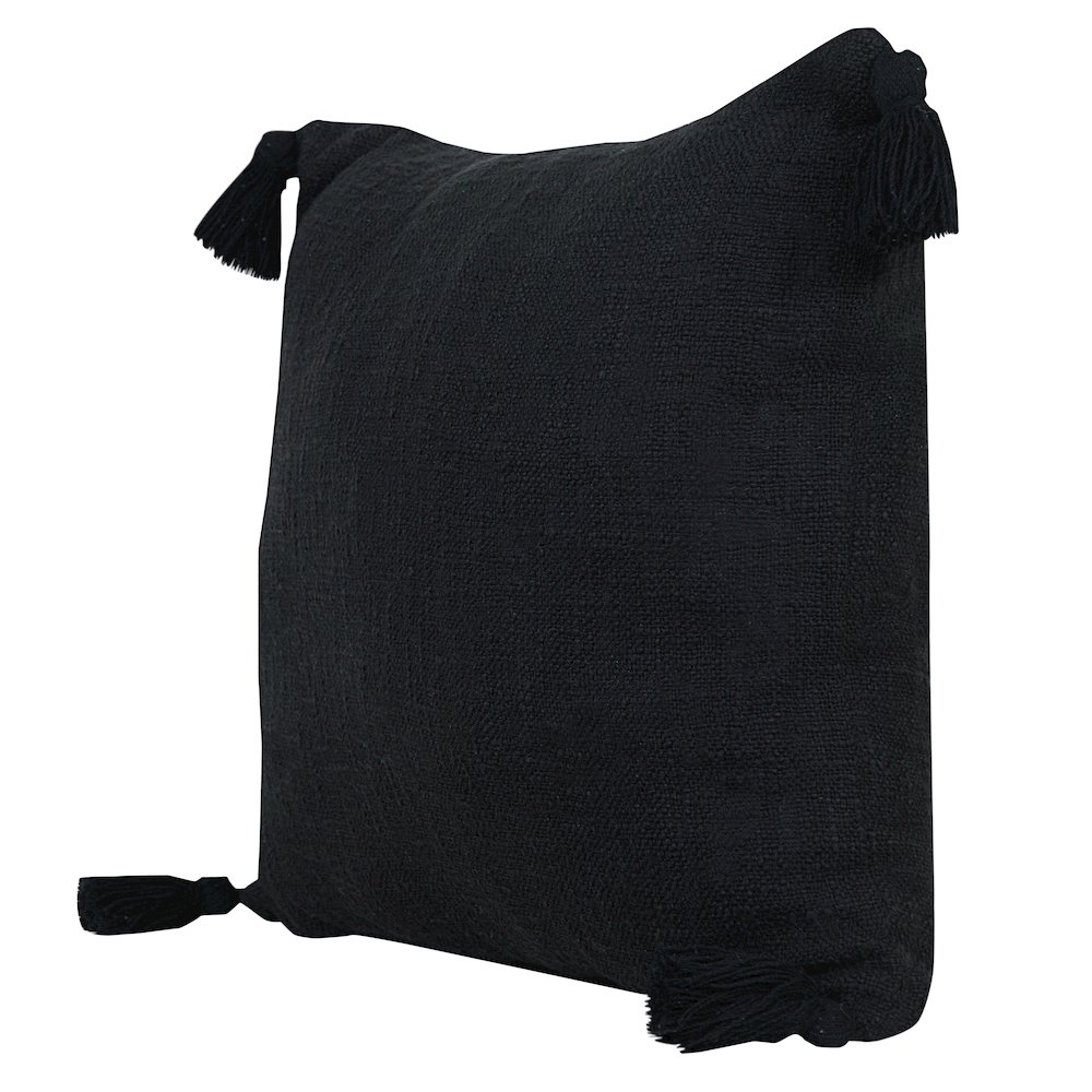 Ox Bay Hand-Woven Black Solid All-Natural Cotton  Pillow Cover. Picture 5