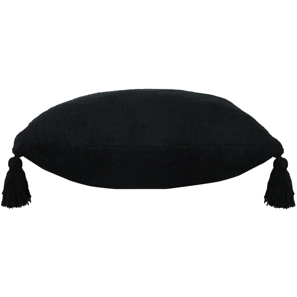 Ox Bay Hand-Woven Black Solid All-Natural Cotton  Pillow Cover. Picture 6