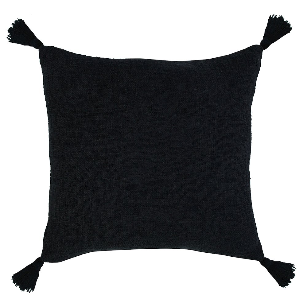 Ox Bay Hand-Woven Black Solid All-Natural Cotton  Pillow Cover. Picture 8