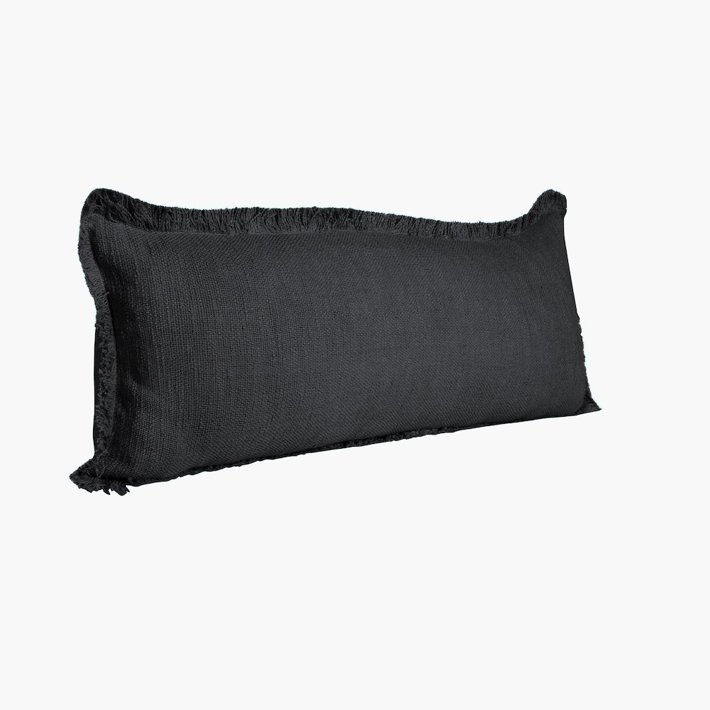 Ox Bay Hand-Woven Black Distressed All-Natural Cotton Pillow Cover. Picture 4
