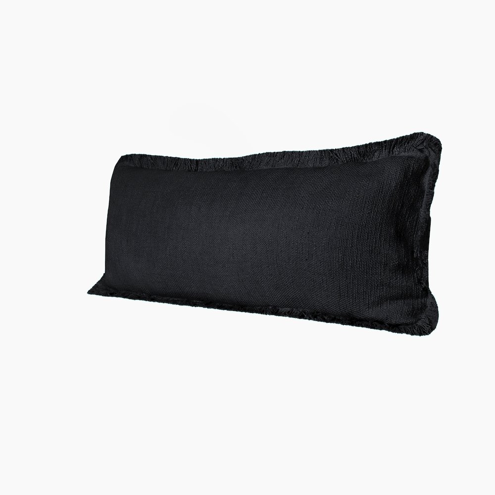 Ox Bay Hand-Woven Black Distressed All-Natural Cotton Pillow Cover. Picture 5