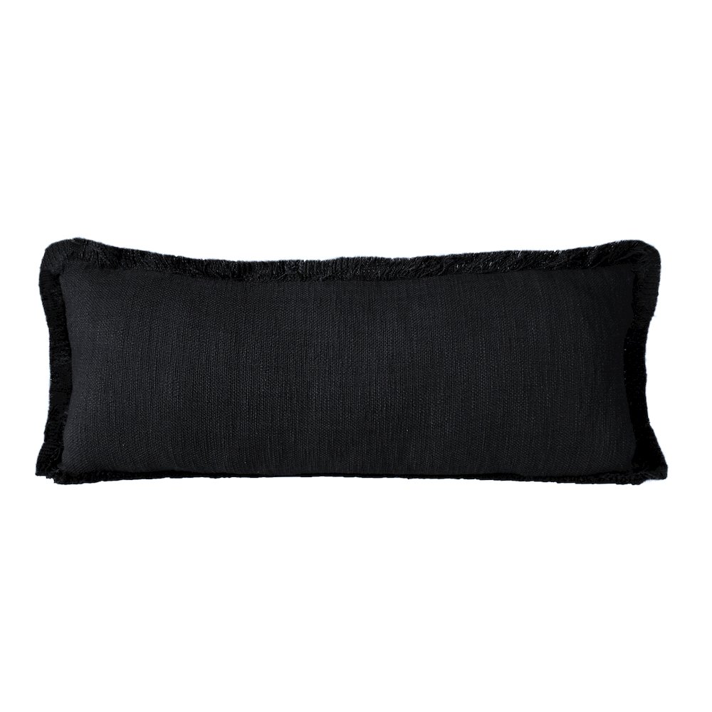 Ox Bay Hand-Woven Black Distressed All-Natural Cotton Pillow Cover. Picture 1