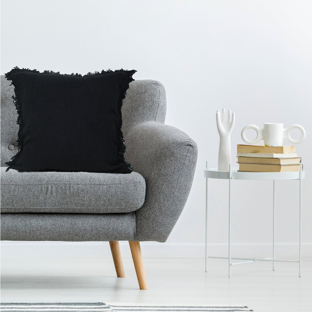 Aspen Cotton Poly Filled Pillow in Black, 20" x 20". Picture 8