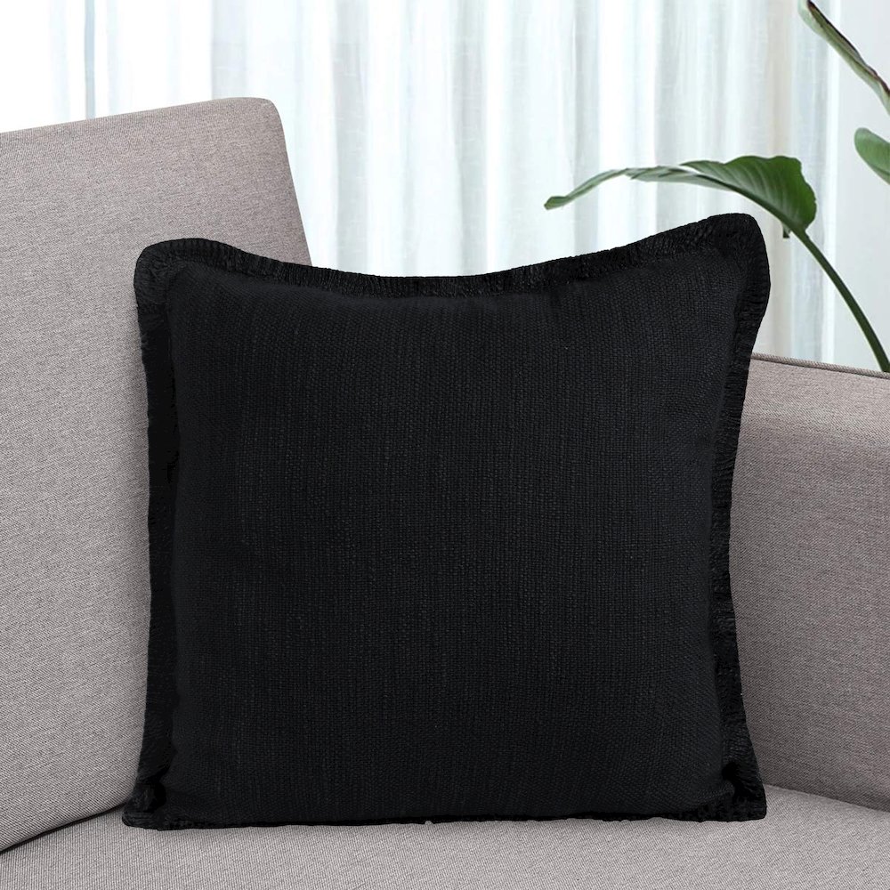 Aspen Cotton Poly Filled Pillow in Black, 20" x 20". Picture 9