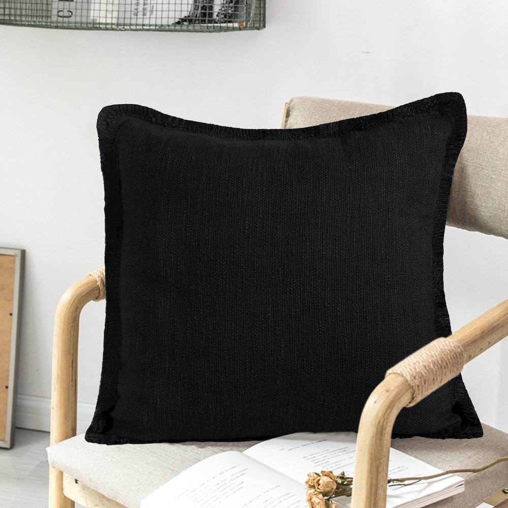Aspen Cotton Poly Filled Pillow in Black, 20" x 20". Picture 10