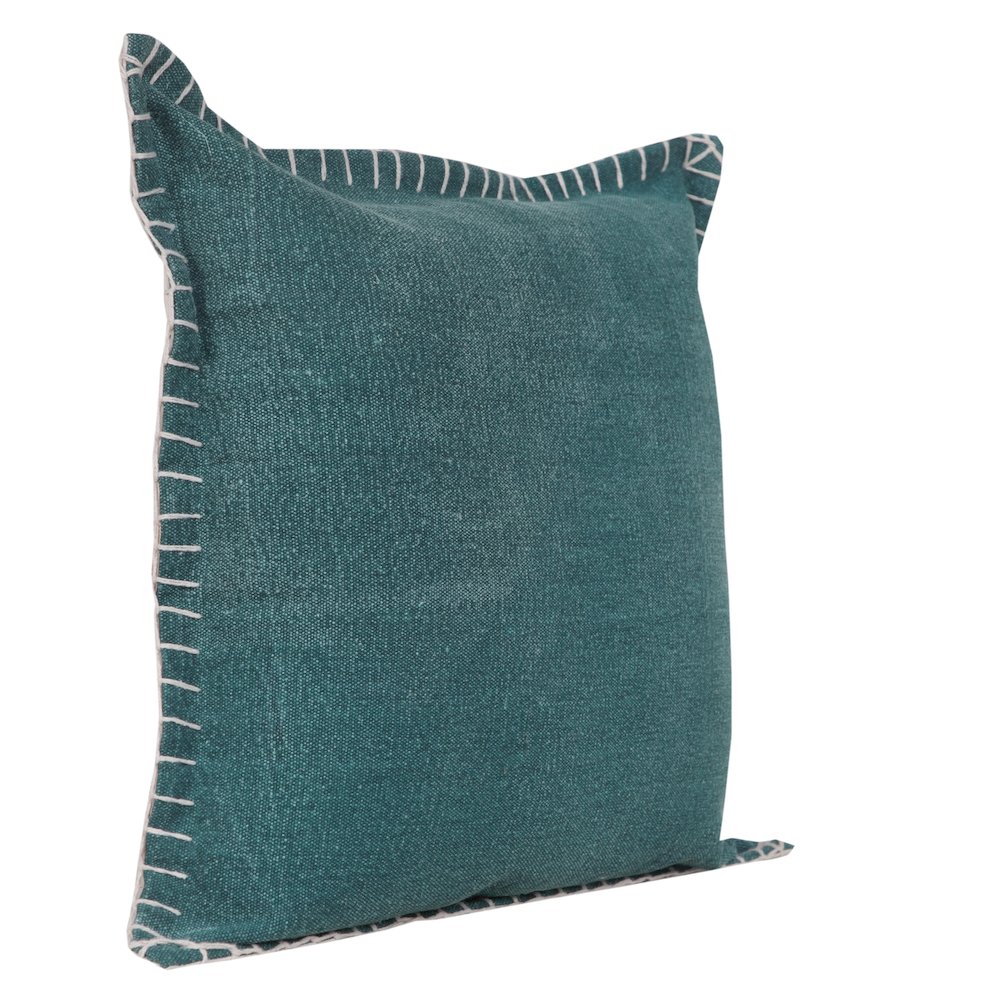 Ox Bay Hand-Woven Green Solid All-Natural Cotton Pillow Cover. Picture 4
