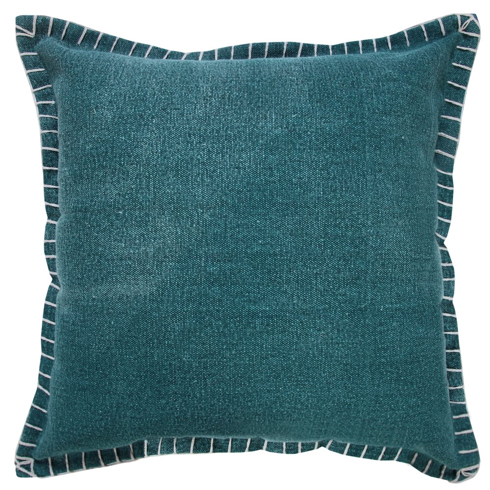 Ox Bay Hand-Woven Green Solid All-Natural Cotton Pillow Cover. Picture 1