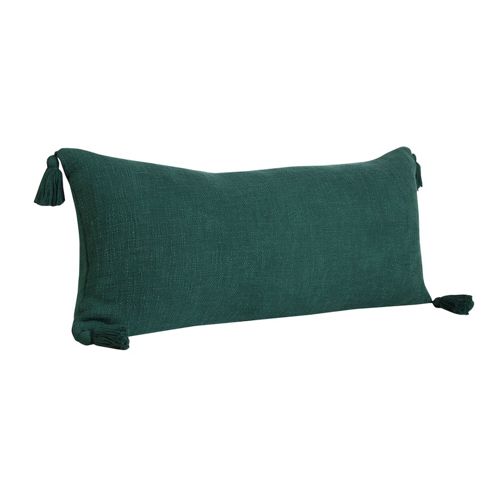 Ox Bay Hand-Woven Green Solid All-Natural Cotton  Pillow Cover. Picture 4