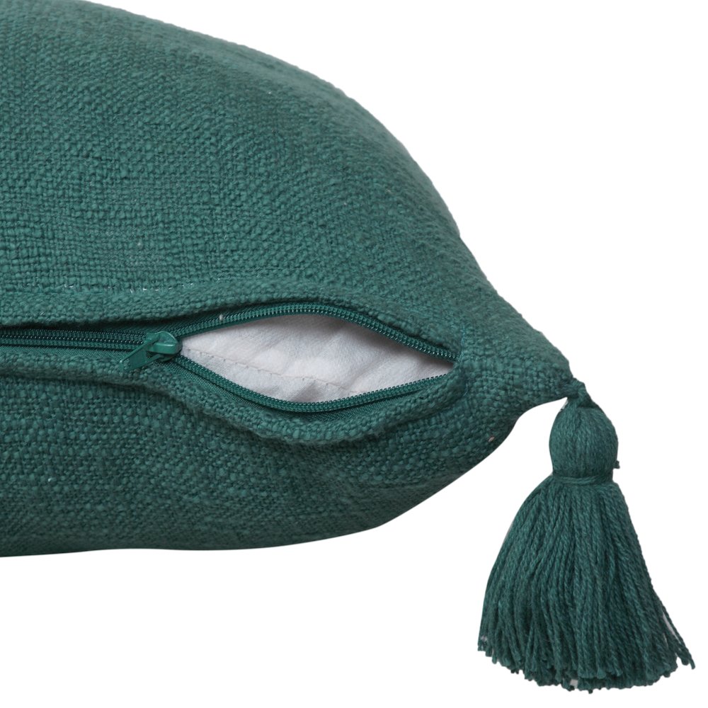 Ox Bay Hand-Woven Green Solid All-Natural Cotton  Pillow Cover. Picture 3
