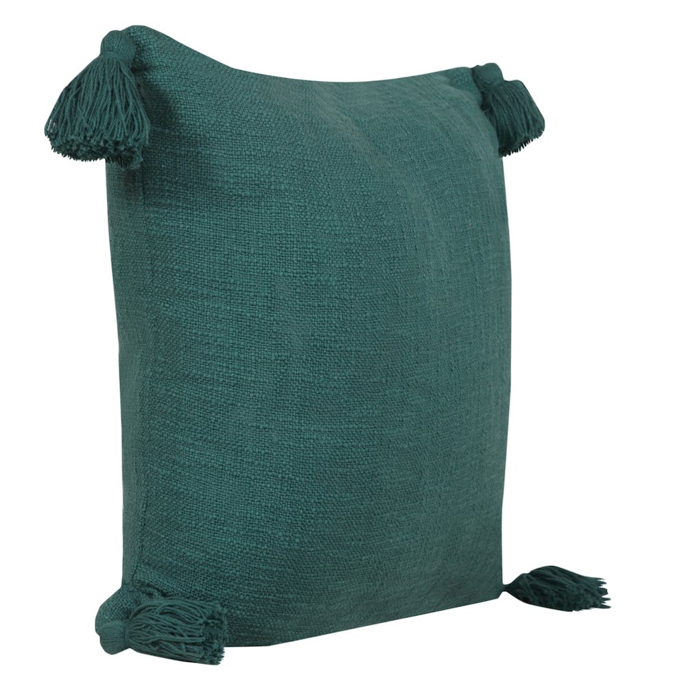 Ox Bay Hand-Woven Green Solid All-Natural Cotton  Pillow Cover. Picture 4