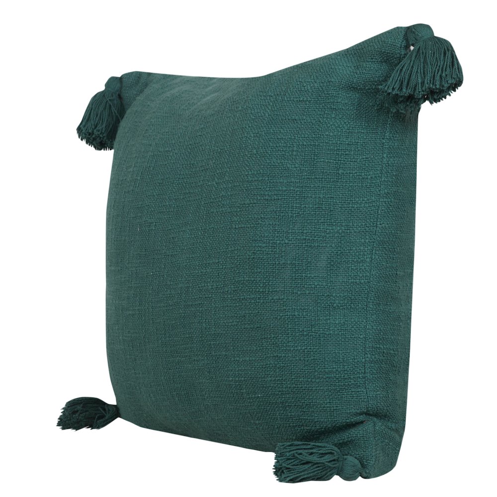Ox Bay Hand-Woven Green Solid All-Natural Cotton  Pillow Cover. Picture 5