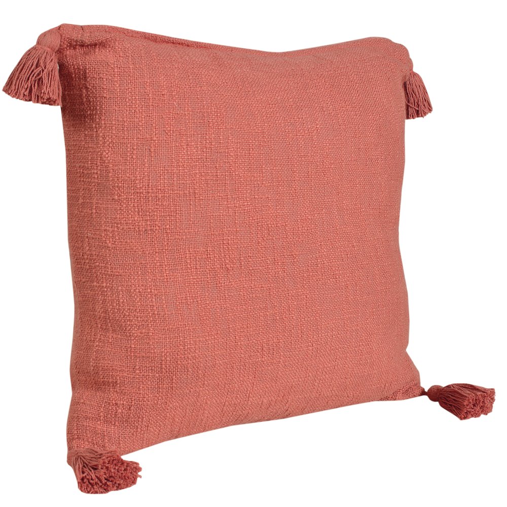 Ox Bay Hand-Woven Red/Orange Solid All-Natural Cotton  Pillow Cover. Picture 4
