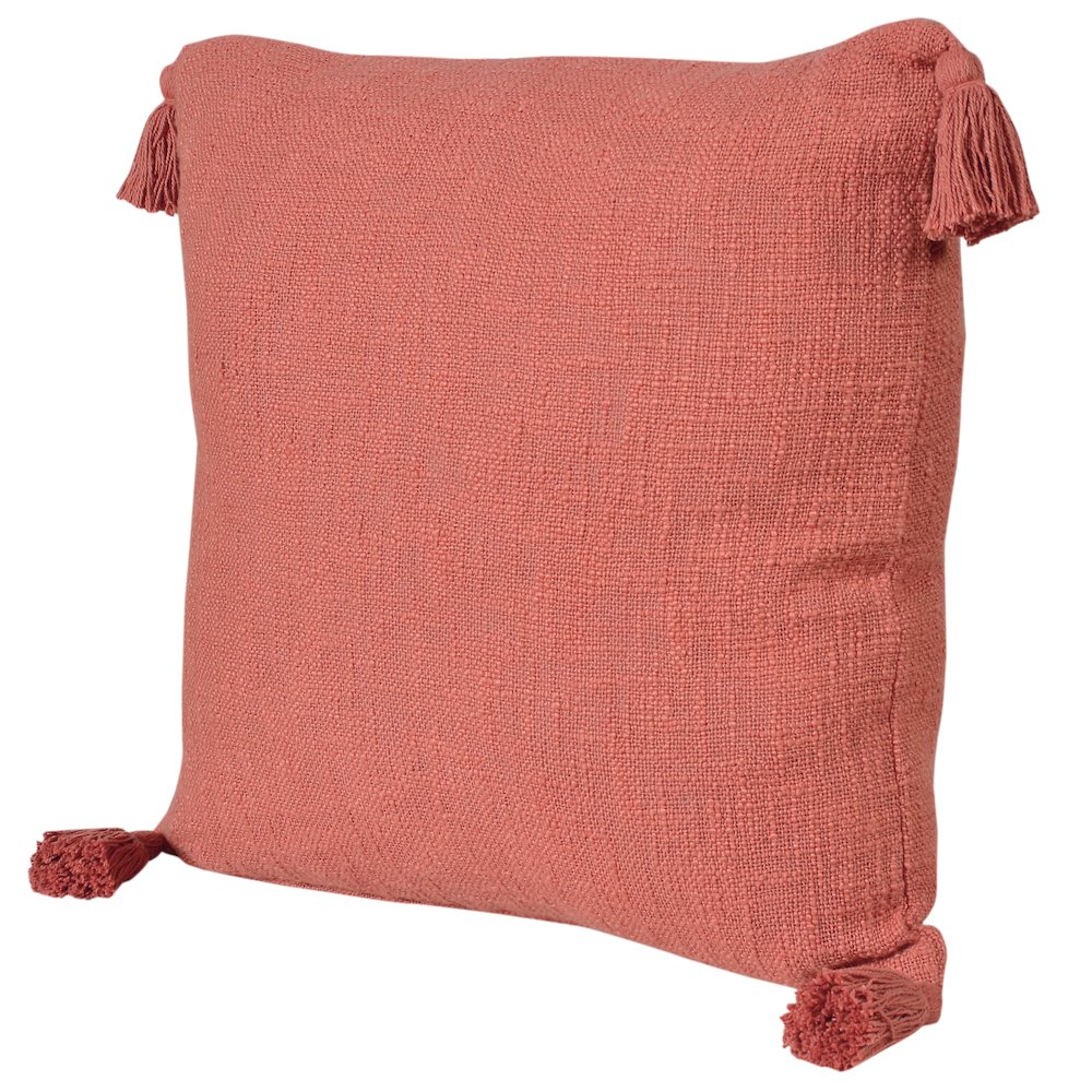 Ox Bay Hand-Woven Red/Orange Solid All-Natural Cotton  Pillow Cover. Picture 5