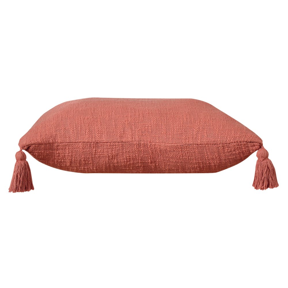 Ox Bay Hand-Woven Red/Orange Solid All-Natural Cotton  Pillow Cover. Picture 6