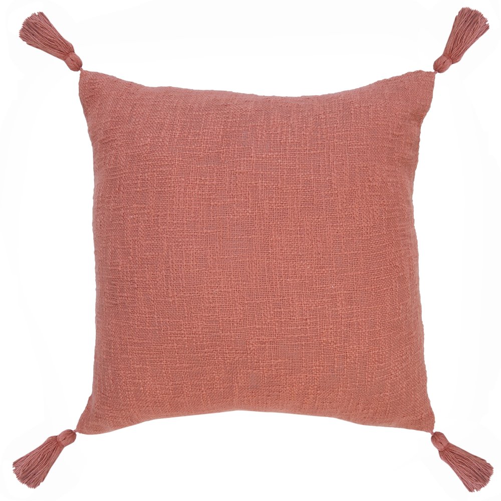 Ox Bay Hand-Woven Red/Orange Solid All-Natural Cotton  Pillow Cover. Picture 7