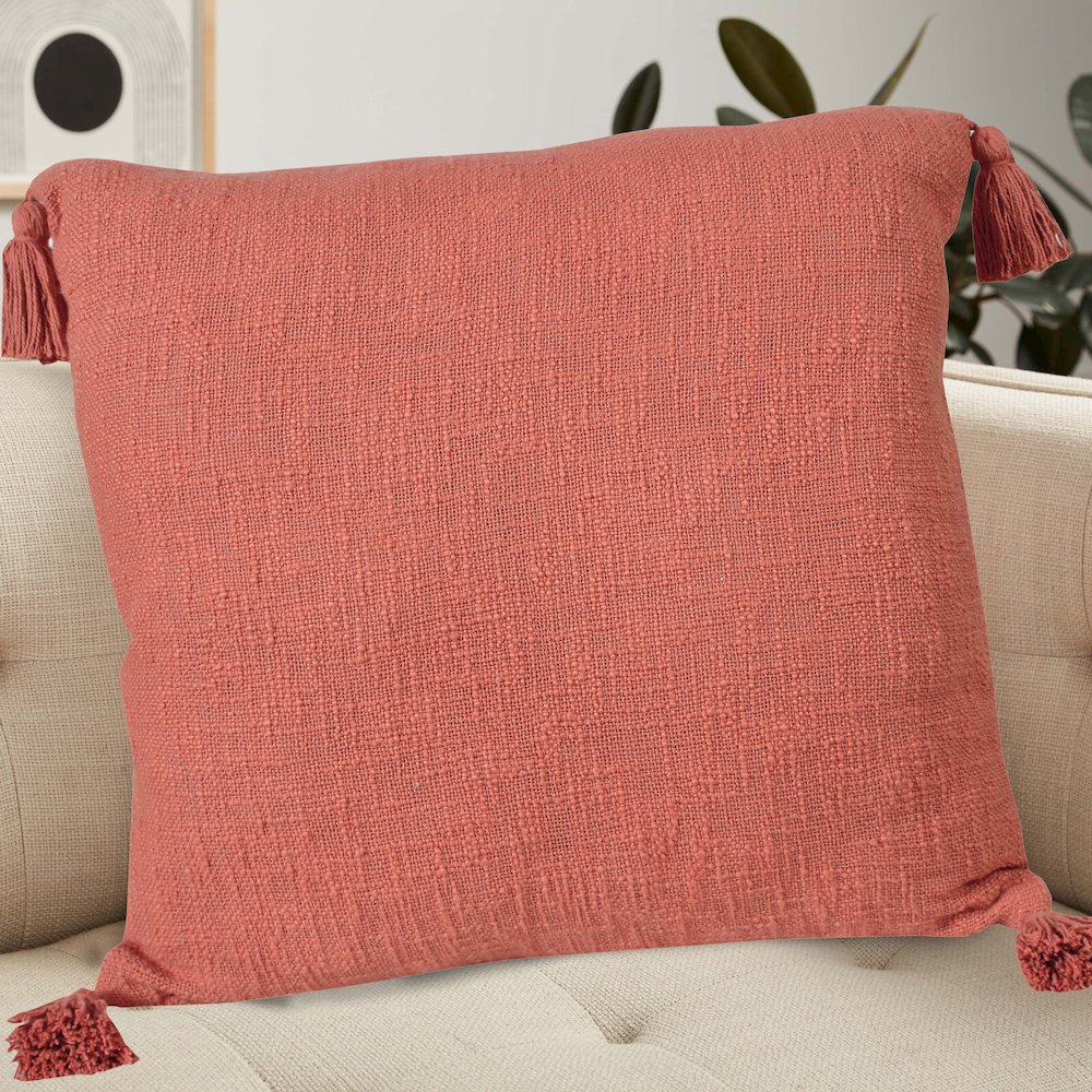 Insignia Cotton Poly Filled Pillow in Red/Orange, 20" x 20". Picture 8
