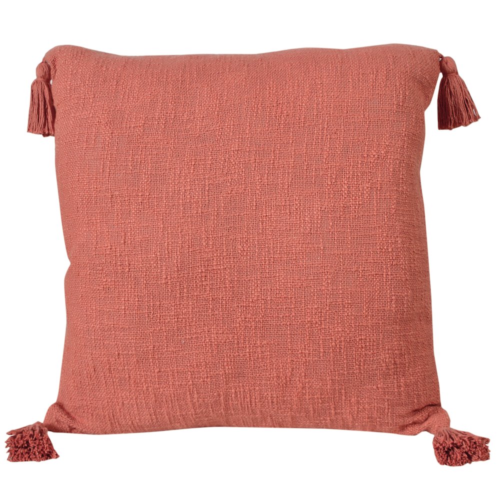 Ox Bay Hand-Woven Red/Orange Solid All-Natural Cotton  Pillow Cover. Picture 1