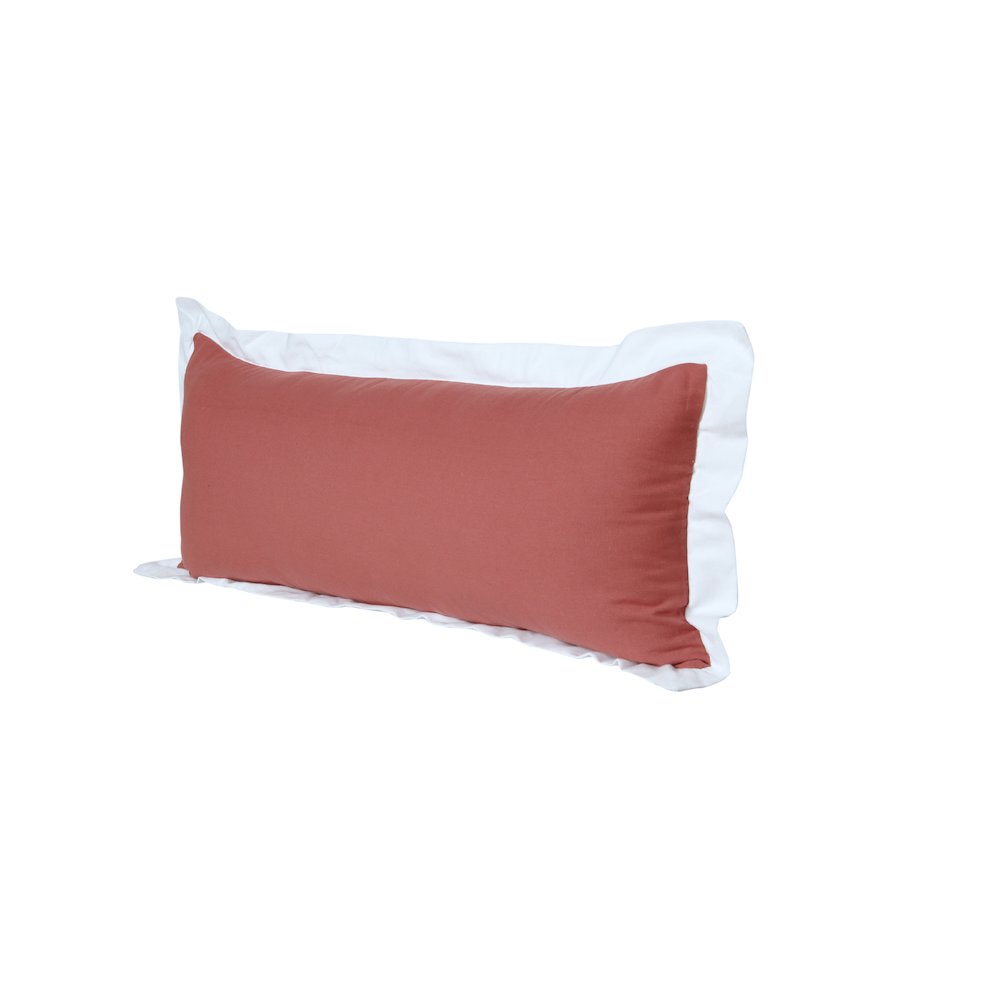 Ox Bay Hand-Woven Pink/White Bordered All-Natural Cotton Pillow Cover. Picture 5