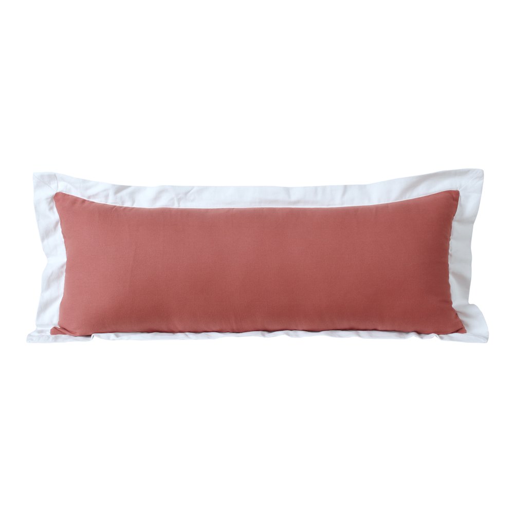 Ox Bay Hand-Woven Pink/White Bordered All-Natural Cotton Pillow Cover. Picture 1