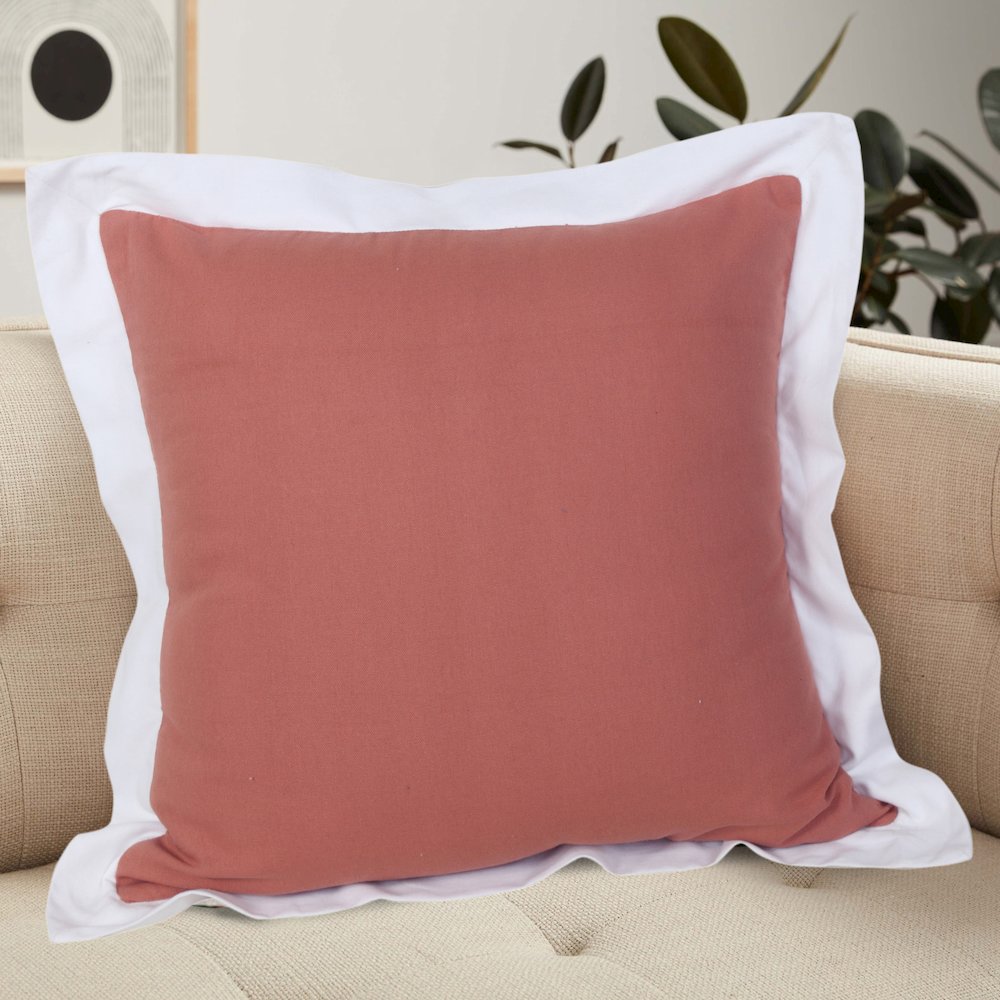 Empire Cotton Poly Filled Pillow in Pink/White, 20" x 20". Picture 8