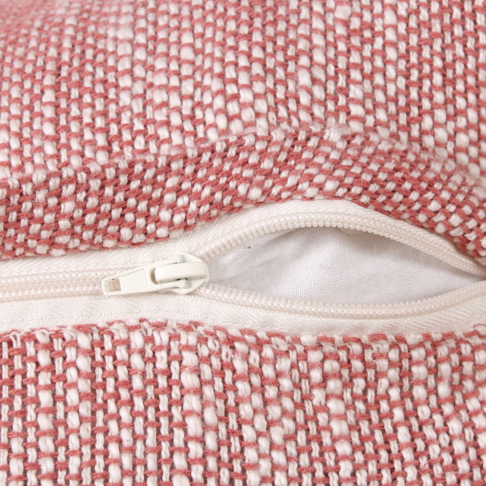 Ox Bay Hand-Woven Red/White Distressed All-Natural Cotton Pillow Cover. Picture 3