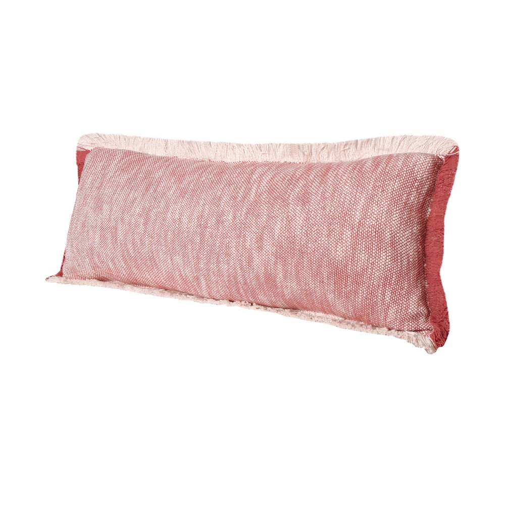 Ox Bay Hand-Woven Red/White Distressed All-Natural Cotton Pillow Cover. Picture 5