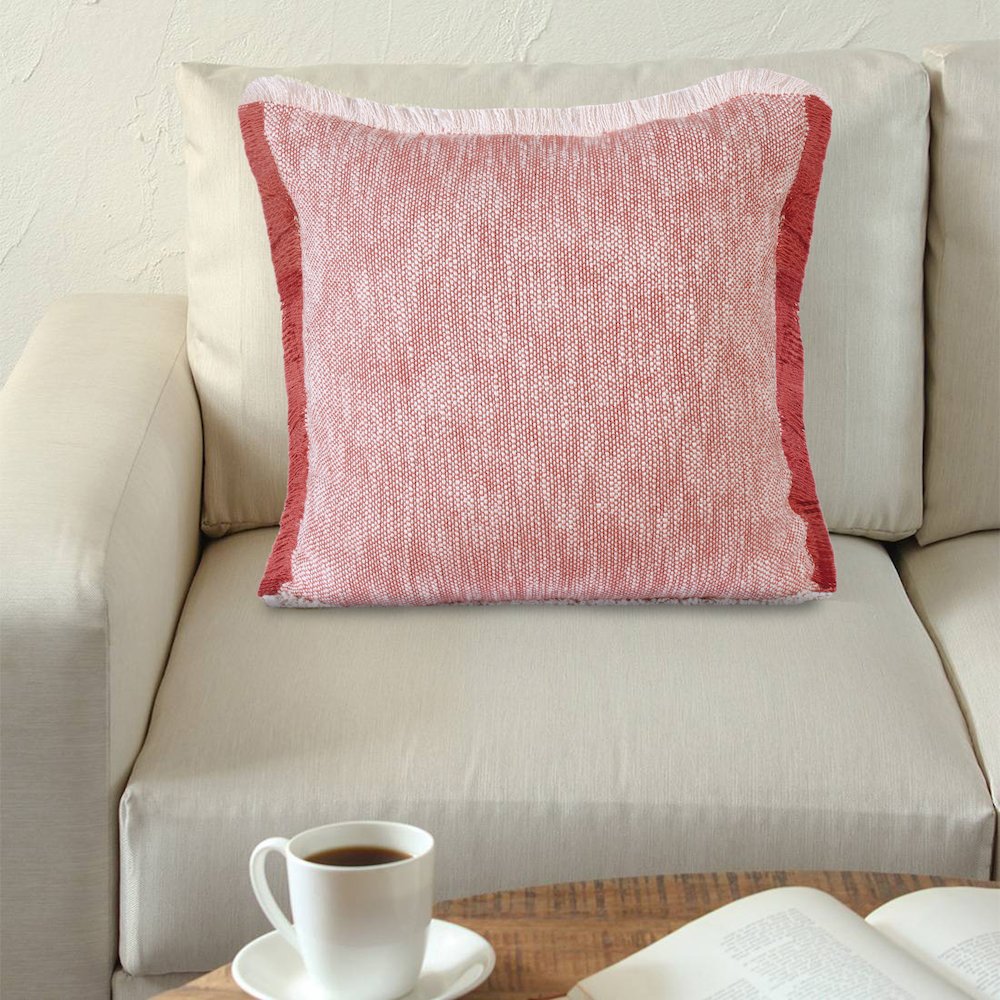 Aspen Cotton Poly Filled Pillow in Red/White, 20" x 20". Picture 8