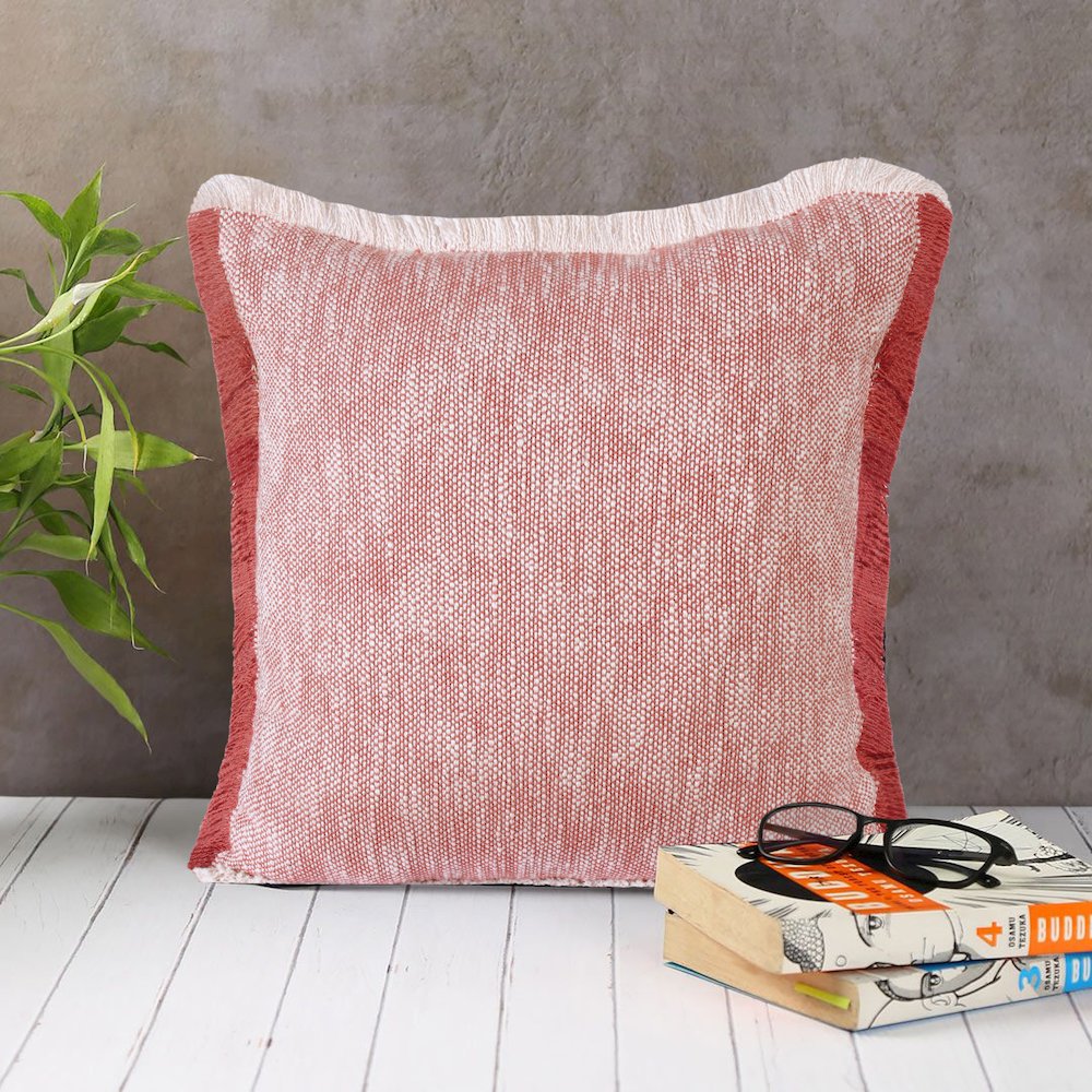 Aspen Cotton Poly Filled Pillow in Red/White, 20" x 20". Picture 9