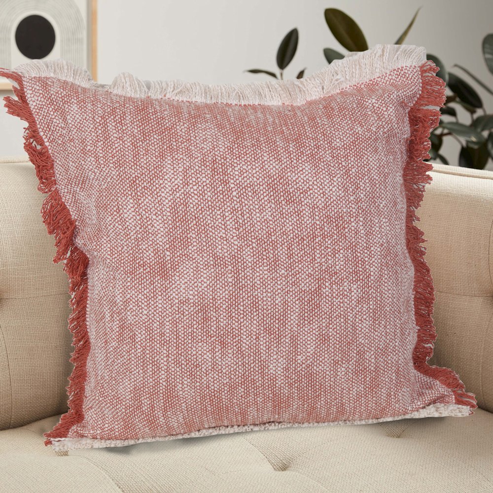 Aspen Cotton Poly Filled Pillow in Red/White, 20" x 20". Picture 10